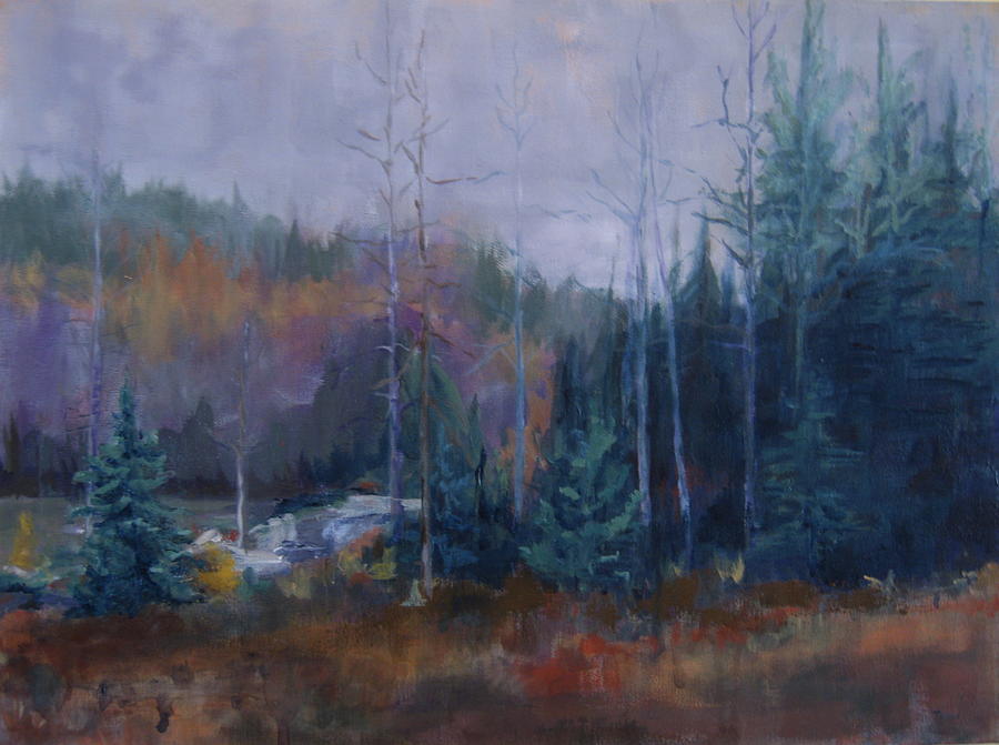 Landscape Painting - Crane Mountain By the Pond by Terri Messinger