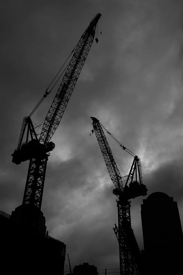 Black And White Photograph - Crane Silhouette by David Lunde