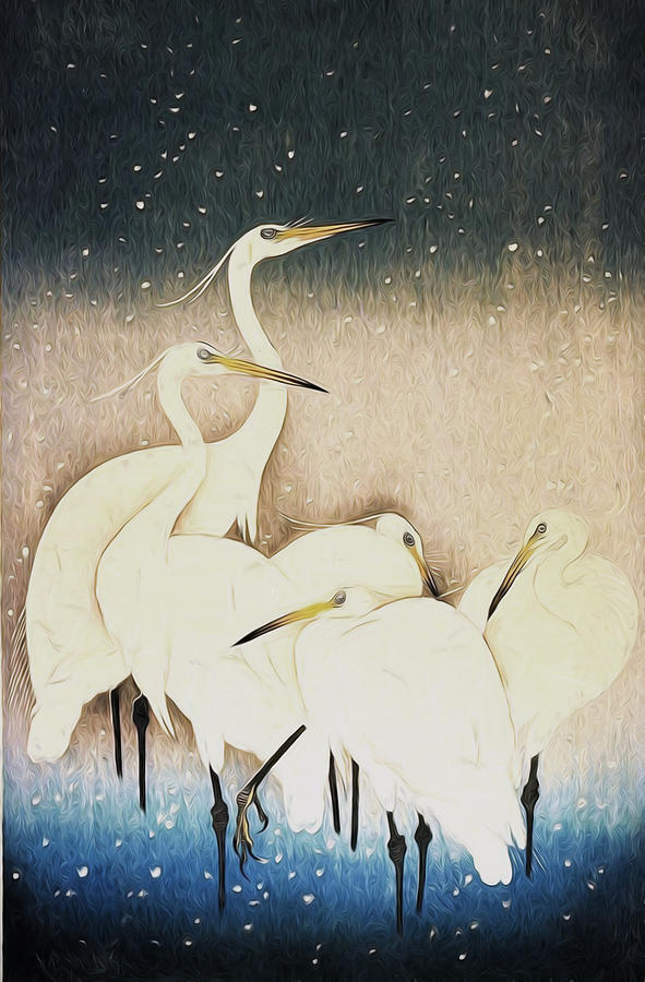 Cranes  Painting by Shanina Conway