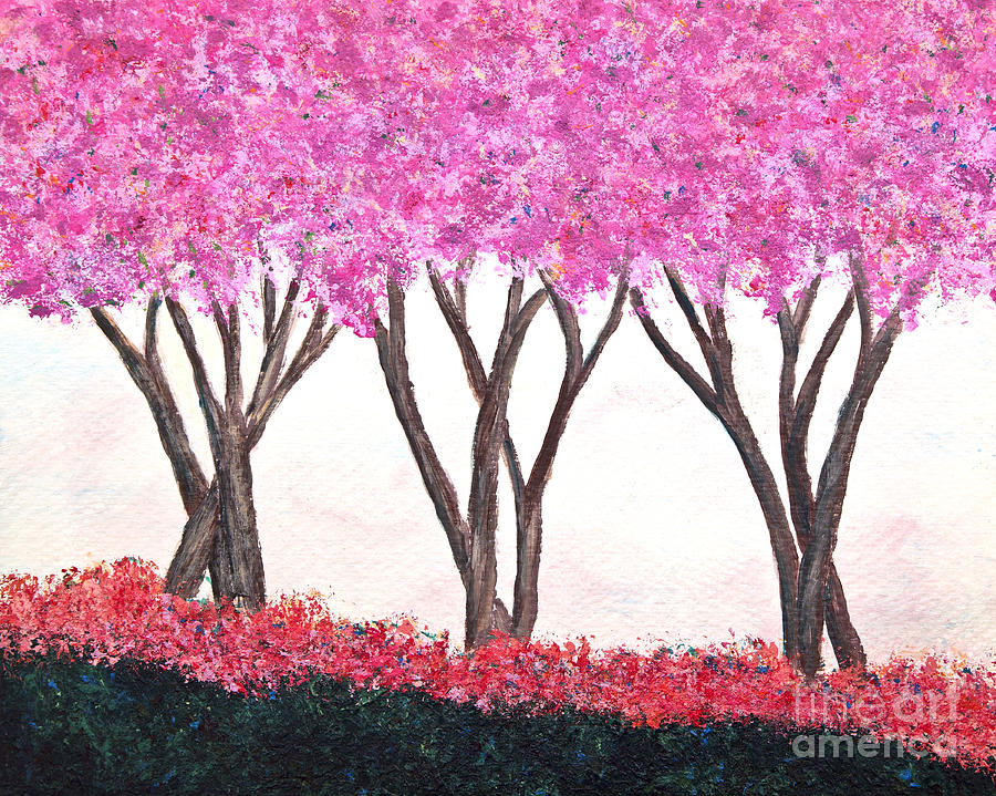 Crape Myrtle Trio Painting by Pattie Calfy