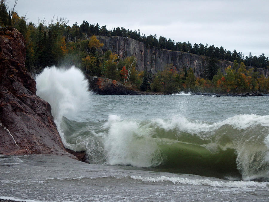 Crashing Autumn Waves Photograph by James Peterson