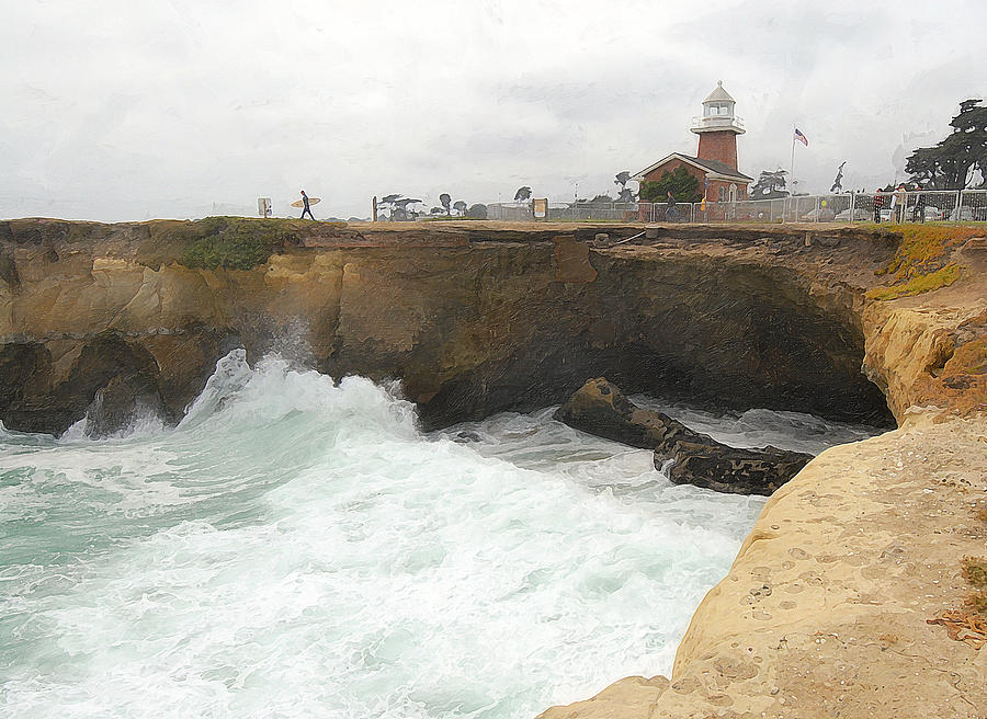 Flag Photograph - Crashing Surf Near The Lighthouse by Ron Regalado
