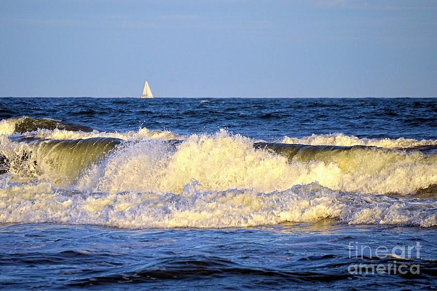 Crashing Waves and White Sails Photograph by Sharon Woerner