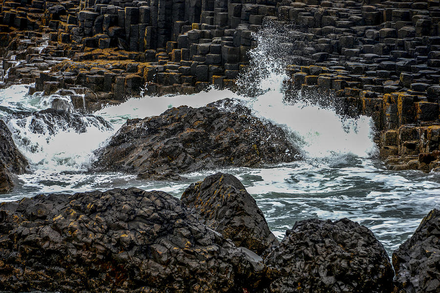 Crashing Waves at the Giants Causeway Photograph by Marilyn Burton