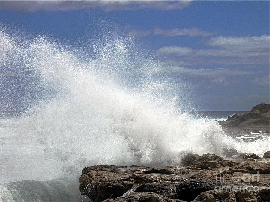 Hawaii Digital Art - Crashing Waves by Dorlea Ho