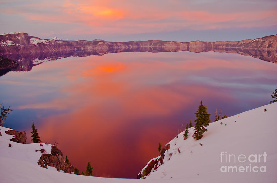 Sunset Photograph - Crater Lake 1 by Nick Boren
