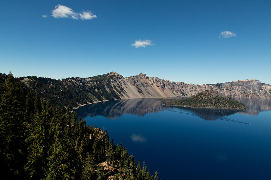 Crater Lake and Boat Photograph by John Daly