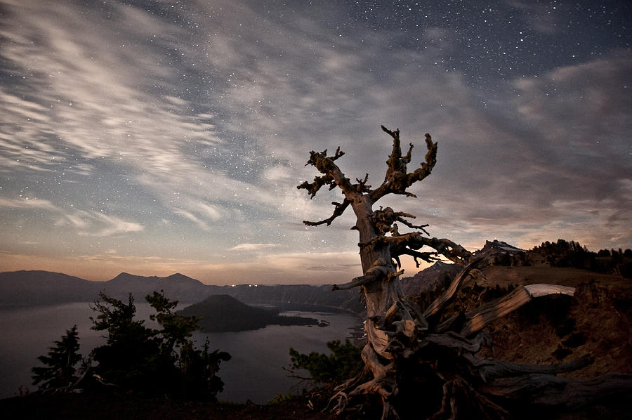 Crater Lake Bathed in Moonlight Photograph by Melany Sarafis