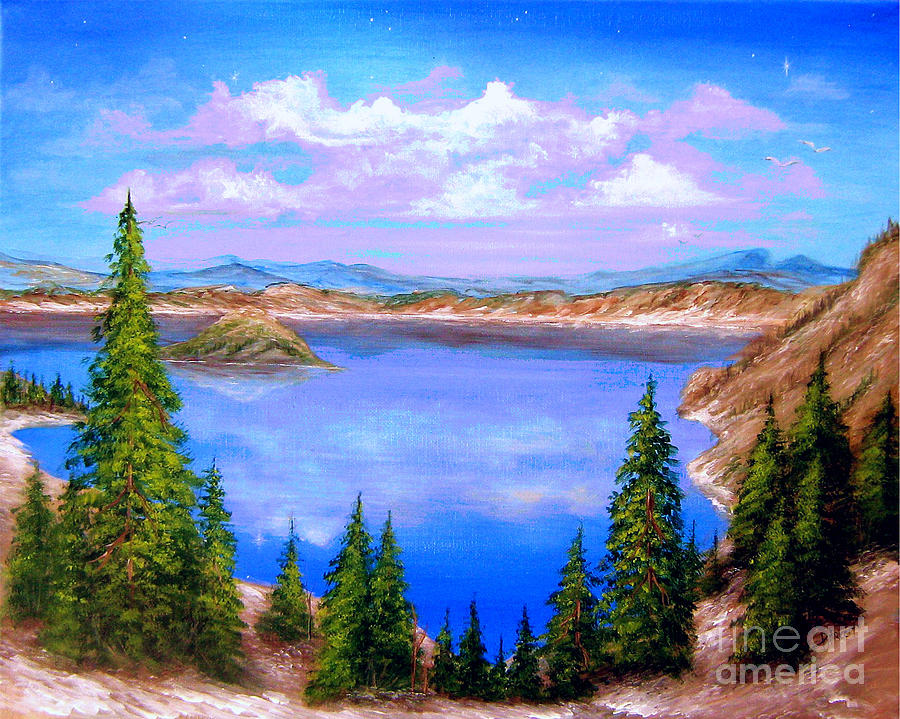 Crater Lake Oregon Painting by Bella Apollonia