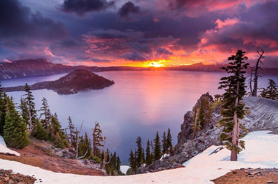Crater Lake Storm Sunrise Photograph by Greg Nyquist