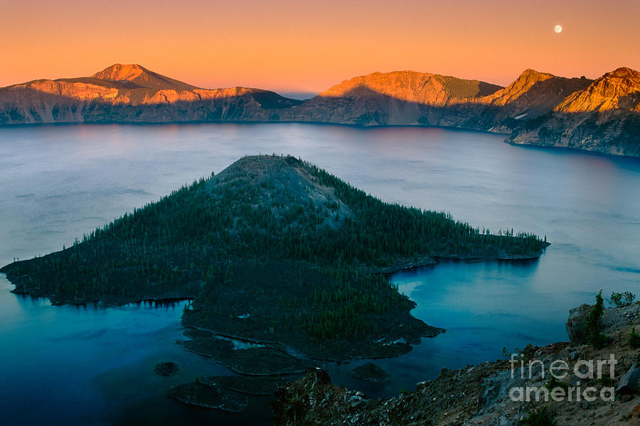 Nature Photograph - Crater Lake Sunset by Inge Johnsson