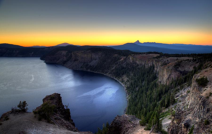 Sunset Photograph - Crater Lake Sunset by Mike Ronnebeck