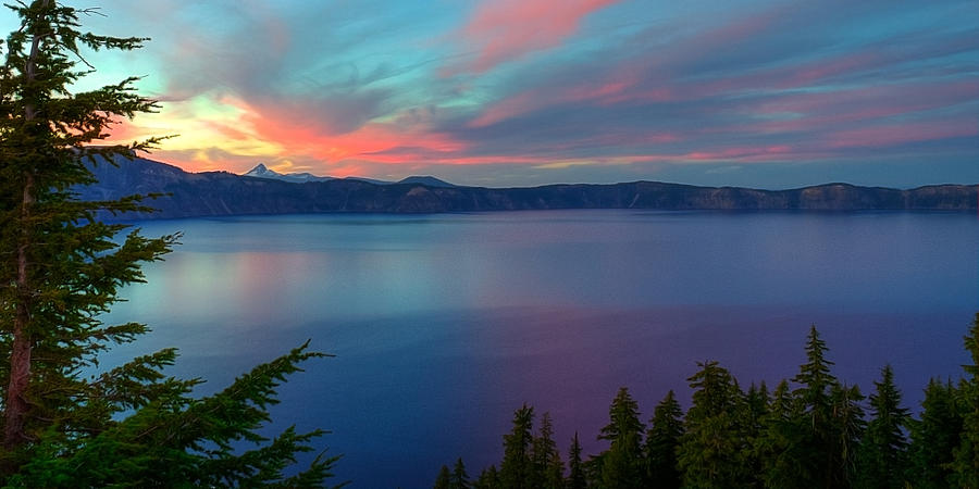 Crater Lake Sunset Photograph by Mike Shaw