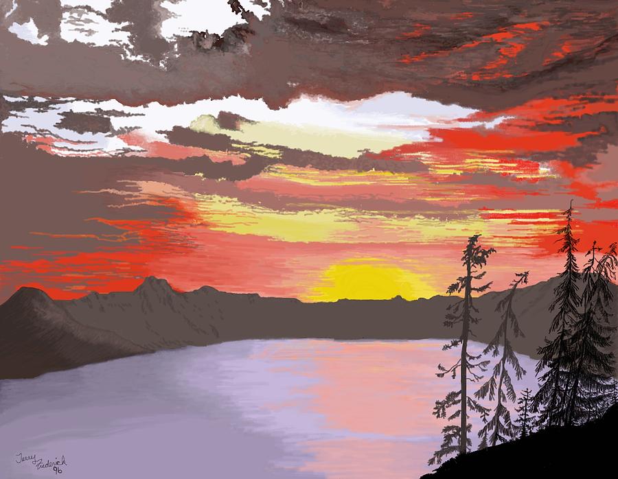 Crater Lake Digital Art by Terry Frederick