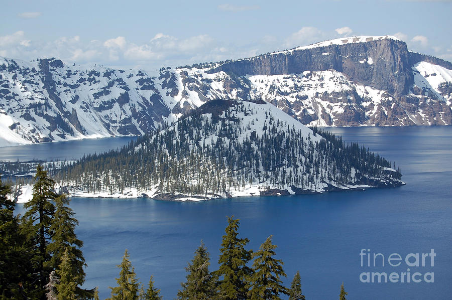 Crater Lake With Snow Photograph by Debra Thompson