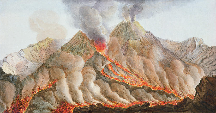 Erupting Drawing - Crater Of Mount Vesuvius From An by Pietro Fabris