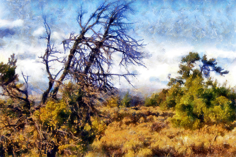 Craters of the Moon Sagebrush and Trees Digital Art by Kaylee Mason