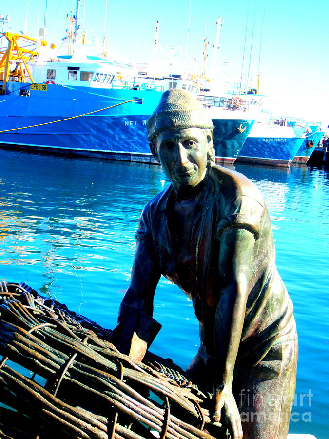 Crayfish Fisherman statue in Fremantle Western Australia Photograph by Roberto Gagliardi