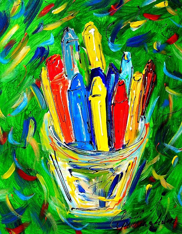 Crayons Painting by Cynthia Hudson
