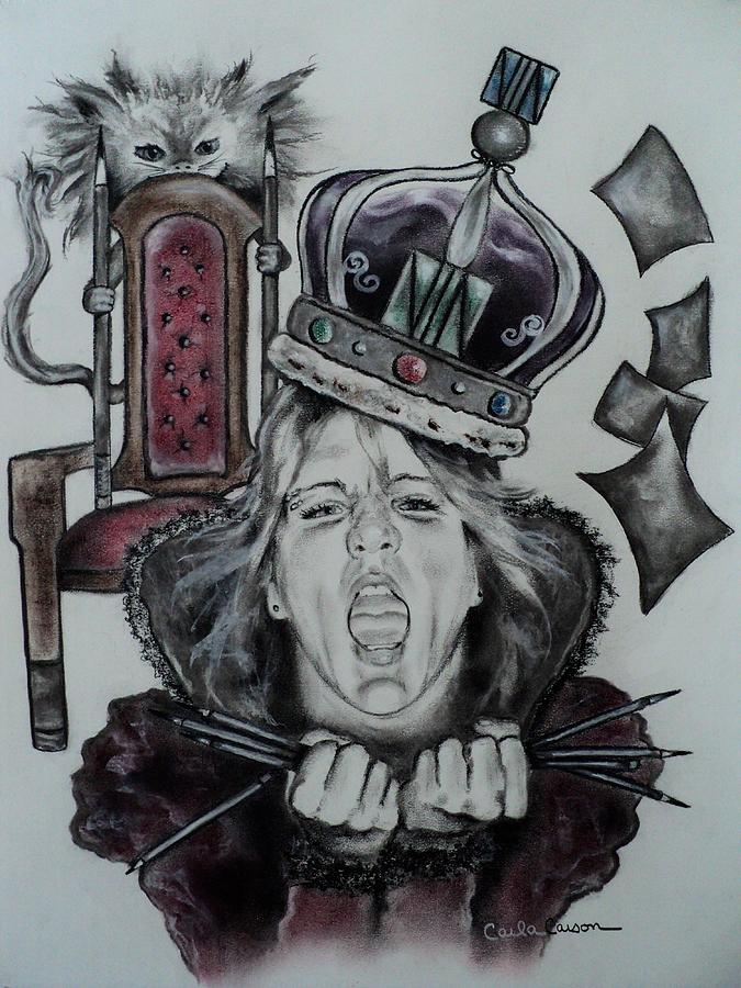 Queen Drawing - Crazy Carla Queen of Charcoal Land by Carla Carson