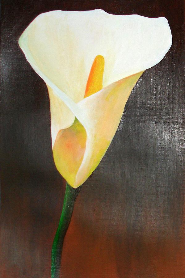 Cream Lily Painting by Taiche Acrylic Art