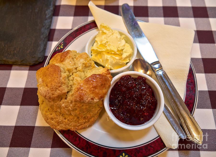 Cream tea with home made scone jam and clotted cream Photograph by Louise Heusinkveld
