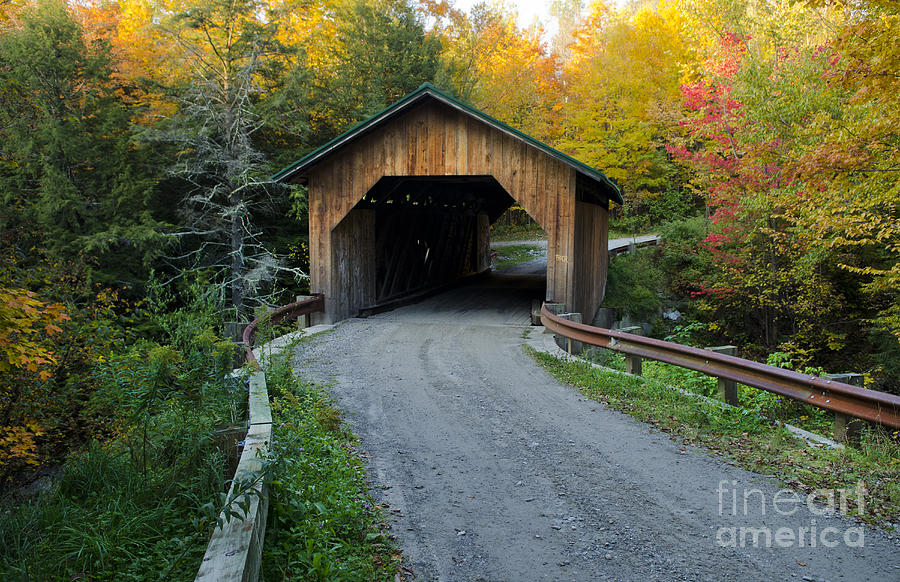Creamery Bridge In Fall Foliage, Vt Photograph by Bill Bachmann