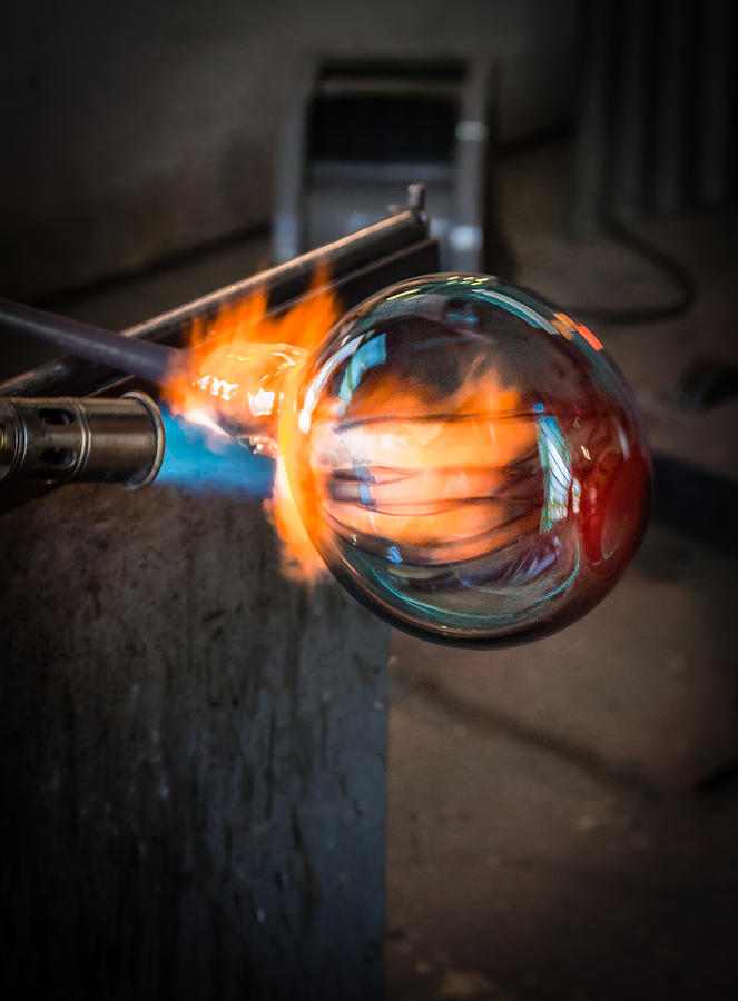 Vase Photograph - Creation at the Glass Blowers Bench by Rob Travis