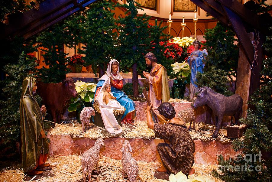 Chicago Photograph - Creche Scene at Holy Name Cathedral Chicago by Frank J Casella