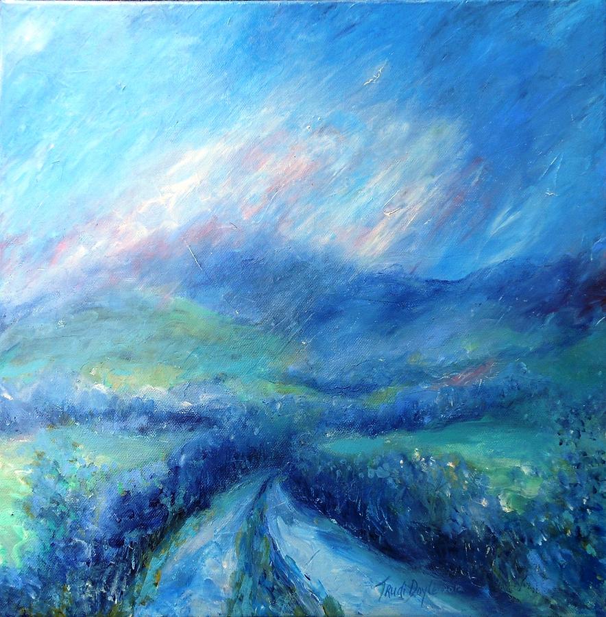 Crecrin Laneway to the Wicklow Mts. Painting by Trudi Doyle