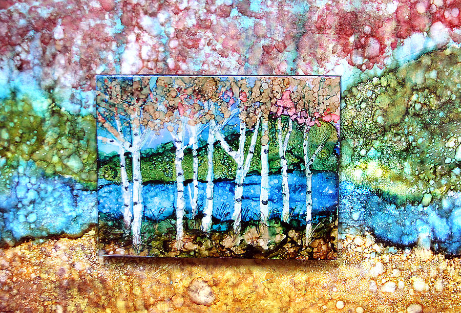 Creek Birches Painting by Alene Sirott-Cope