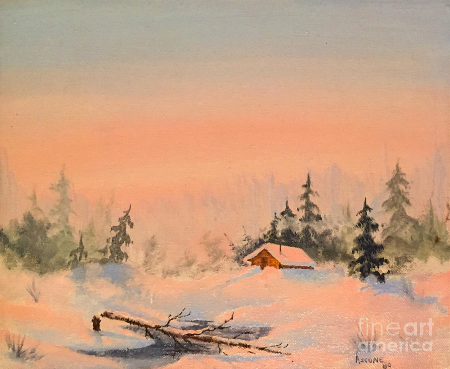 Sunset Painting - Creek Cabin by Teresa Ascone