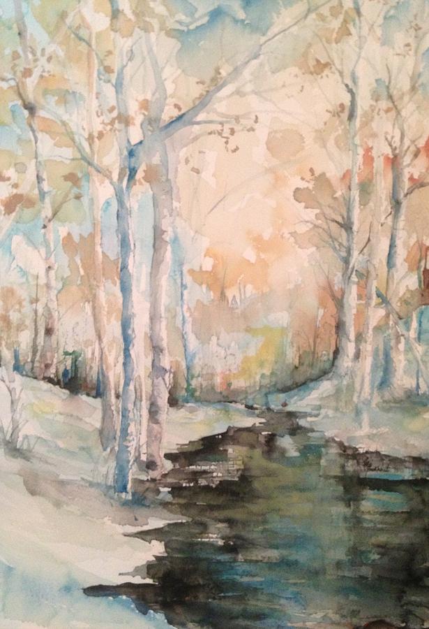 Creek in Winter Painting by Robin Miller-Bookhout