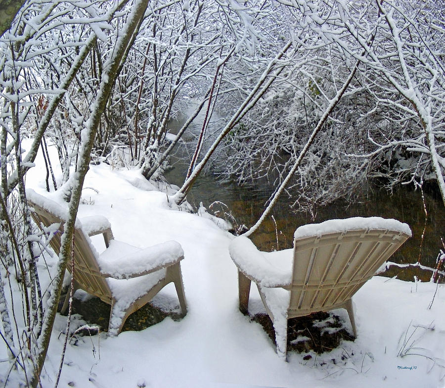 Creekside Chairs in the Snow 2 Photograph by Duane McCullough