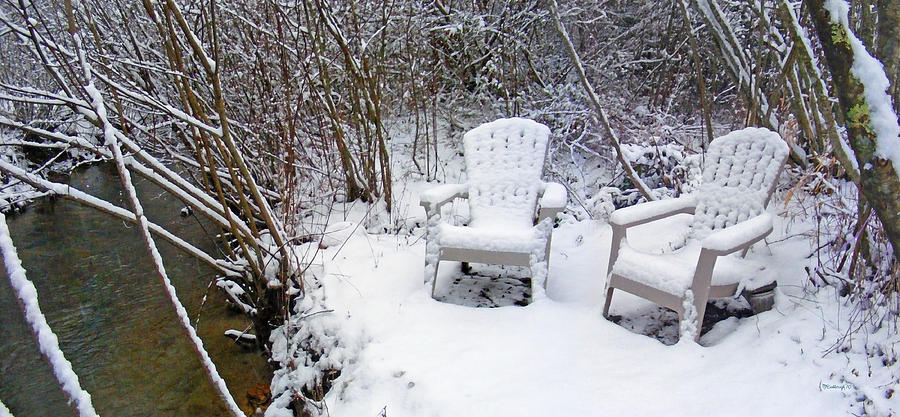 Creekside Chairs in the Snow Photograph by Duane McCullough