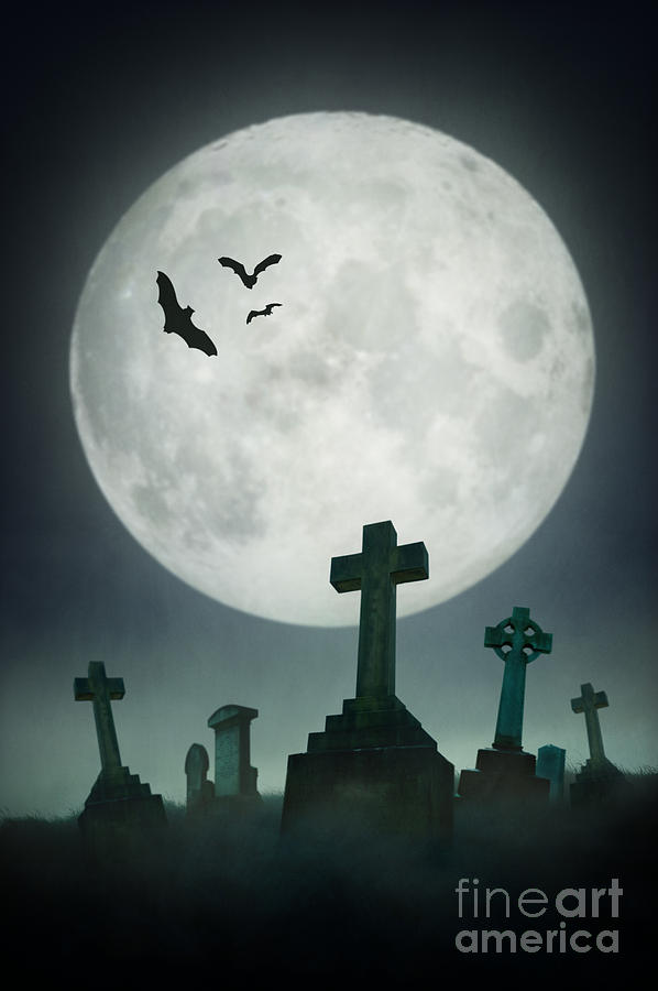Creepy Cemetery With Full Moon Photograph By Lee Avison Fine Art America