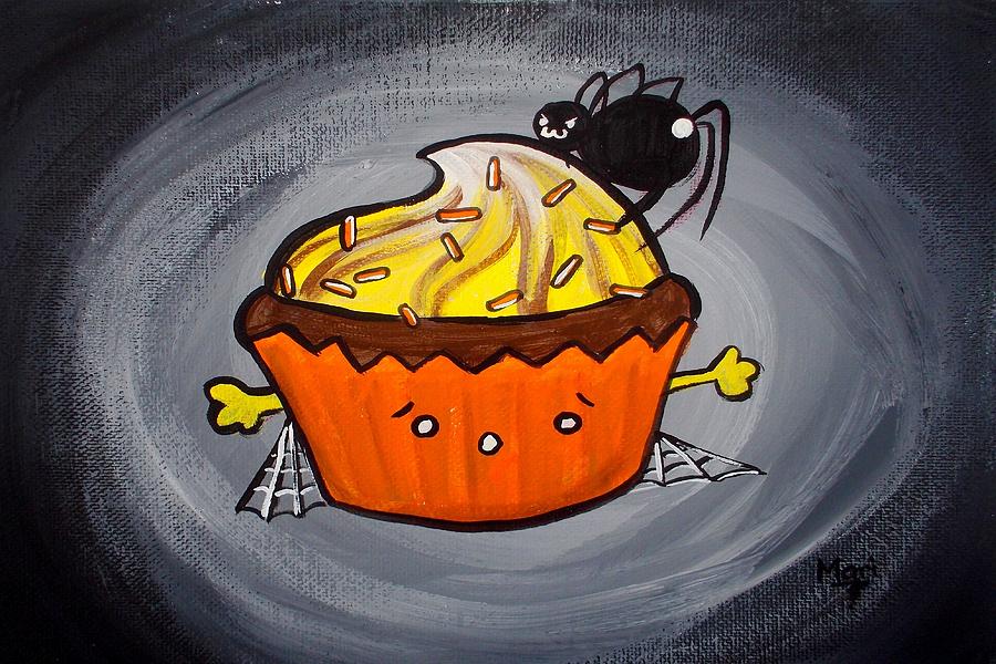 Creepy Cupcake Painting by Marisela Mungia