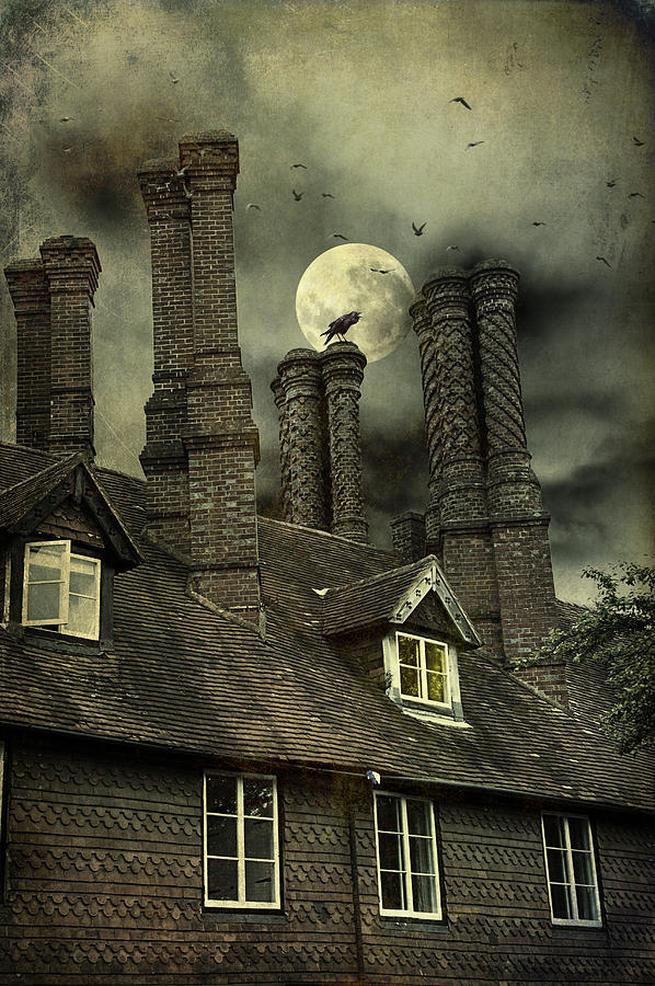 Creepy Old House With Tall Chimneys Photograph by Ethiriel Photography