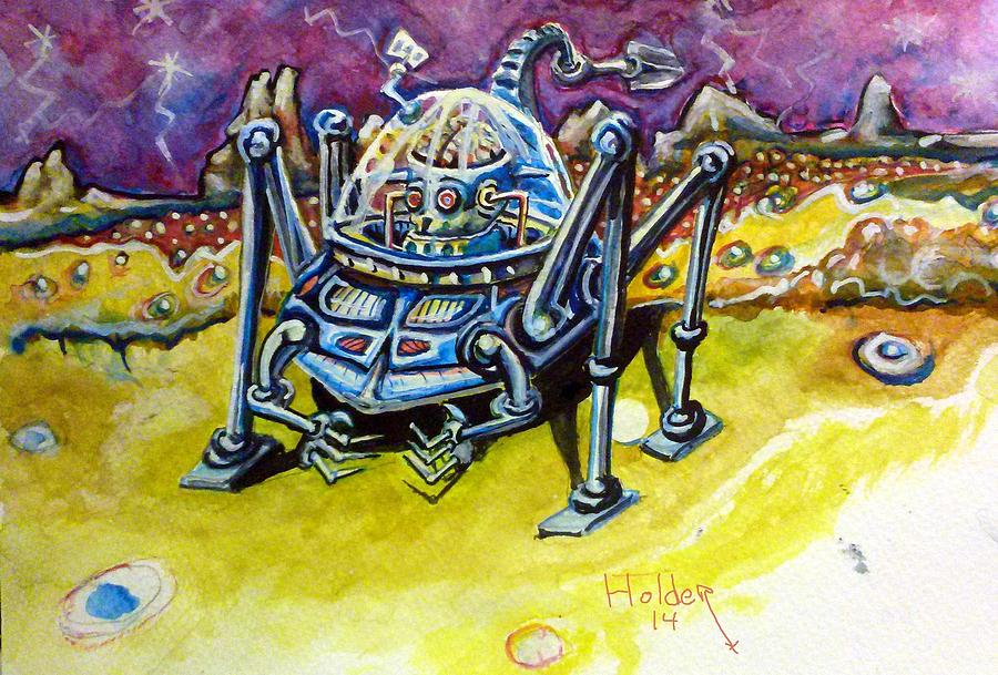 Creepy Robot Painting by Steven Holder