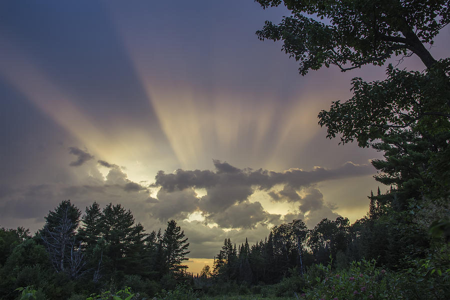 Crepuscular Rays over Cherry Pond Photograph by White Mountain Images