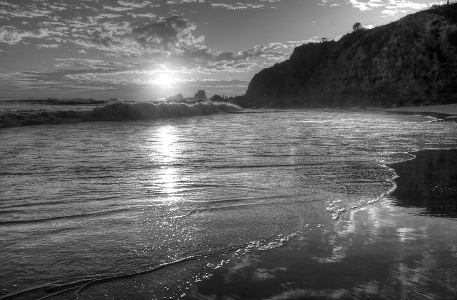 Crescent Bay Sunset Black and White Photograph by Cliff Wassmann