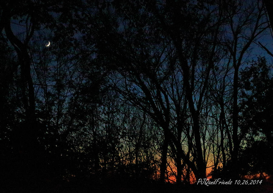 Crescent Moon and Sunset Photograph by PJQandFriends Photography