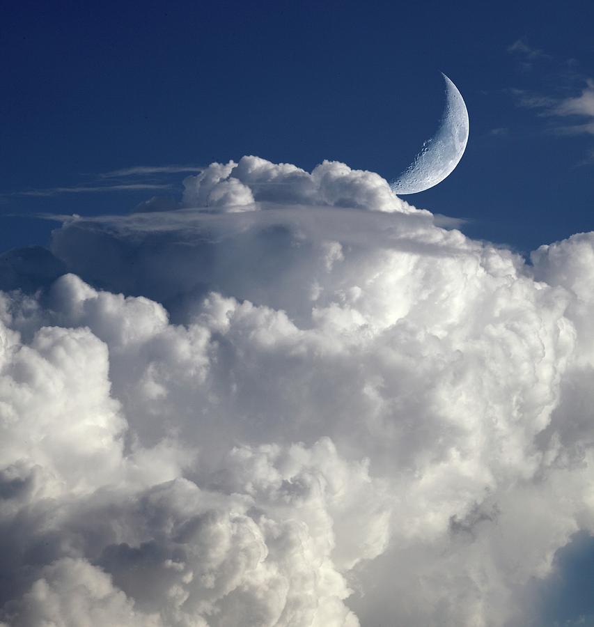 Crescent Moon In Cloudy Sky Photograph by Detlev Van Ravenswaay