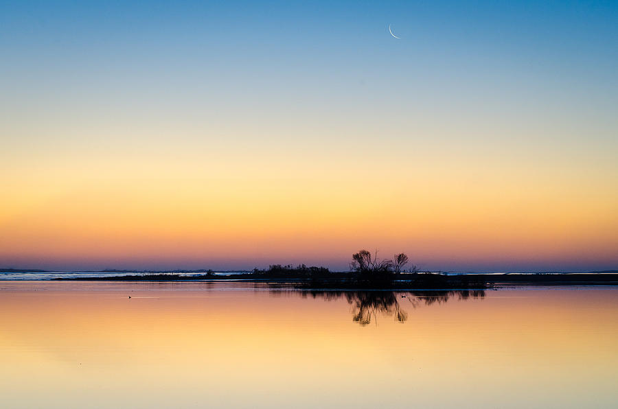 Sunrise Photograph - Crescent Moon Sunrise by Sherri Eisenhuth