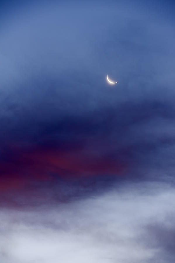 Crescent moon sunrise Photograph by Vishwanath Bhat