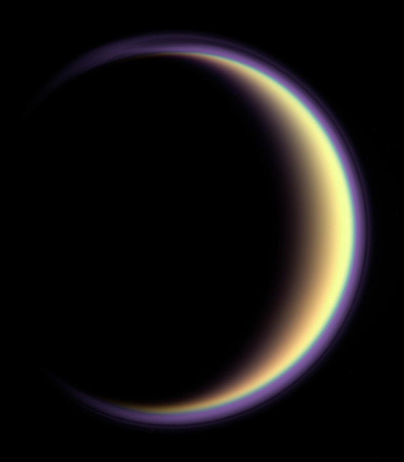 Crescent Titan Photograph by Nasa/jpl/space Science Institute/science Photo Library