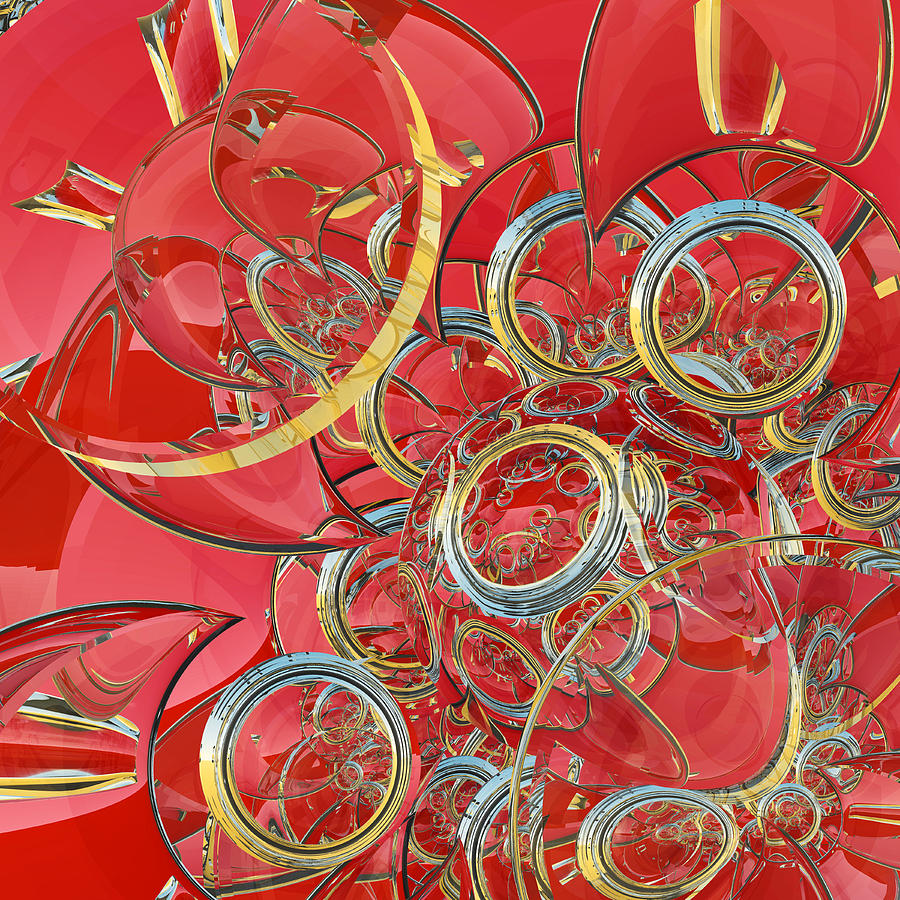 Crescents and Barrels in Red Digital Art by Peter J Sucy