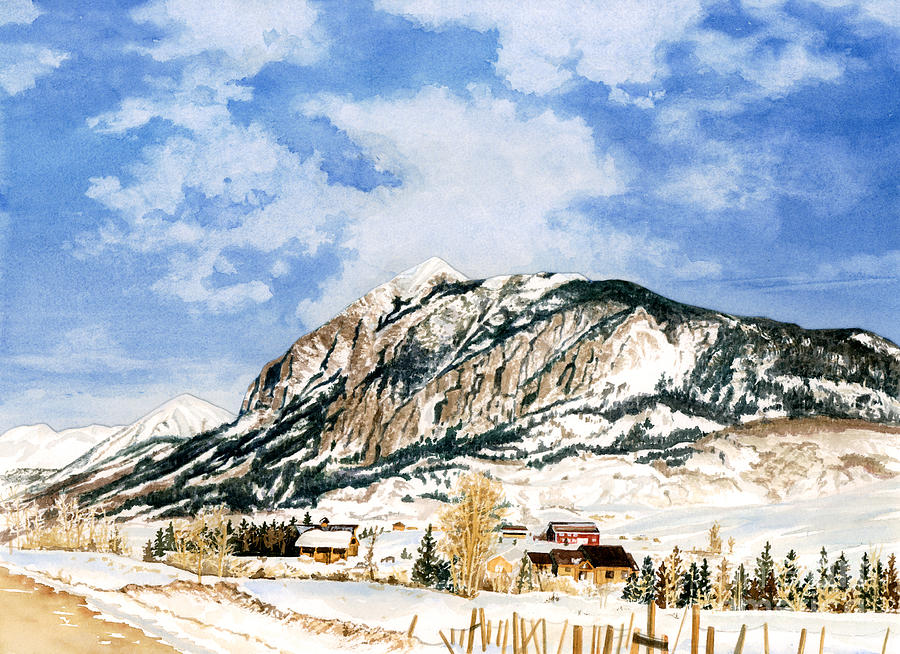 Crested Butte Mountain Painting by Barbara Jewell