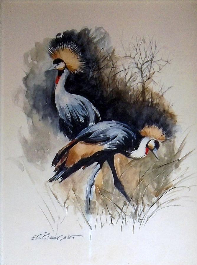 Crested Cranes Painting by Elwood George Bengert