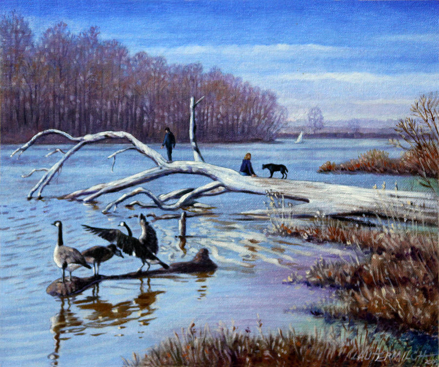 March Painting - Creve Coeur in March by John Lautermilch